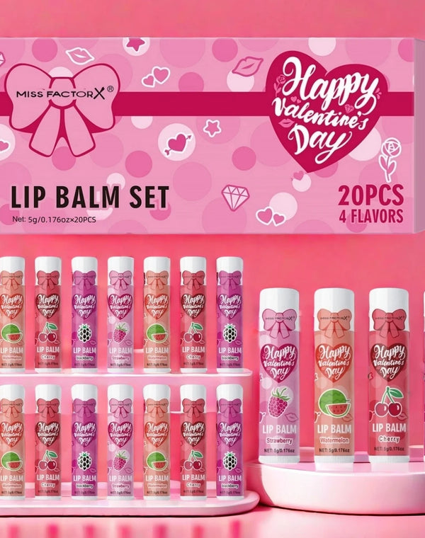 20pcs  Lip Balm Set, Glossy Finish, Replenishing Moisturizer for Dry Skin, Long-Lasting Hydration, Brightening Lip Color