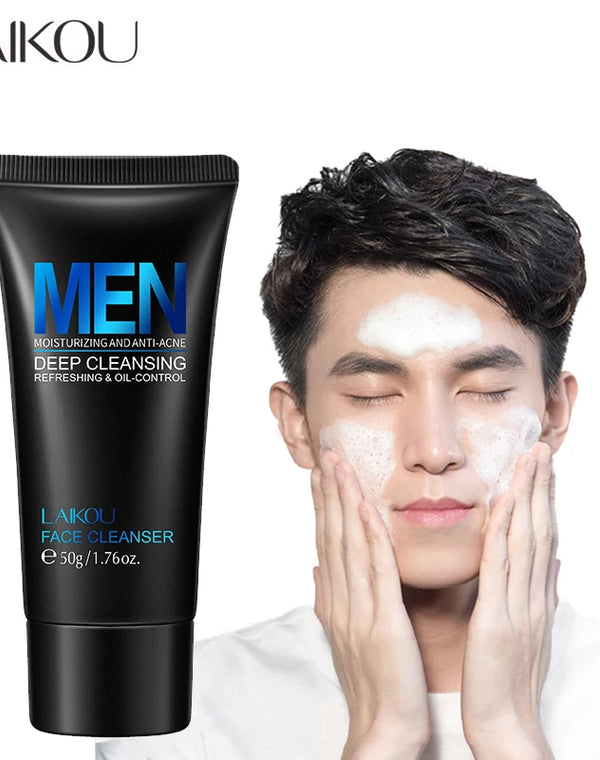 LAIKOU Men Facial Cleanser Face Washing Moisturizing Man Skin Care Oil Control Blackhead Remove Scrub Cosmetics Deep Norishing