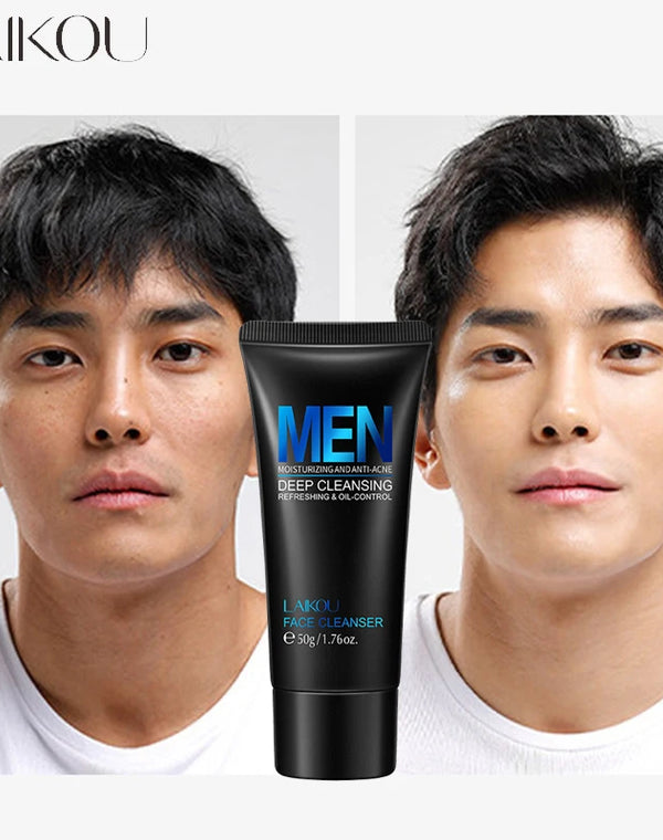 LAIKOU Men Facial Cleanser Face Washing Moisturizing Man Skin Care Oil Control Blackhead Remove Scrub Cosmetics Deep Norishing
