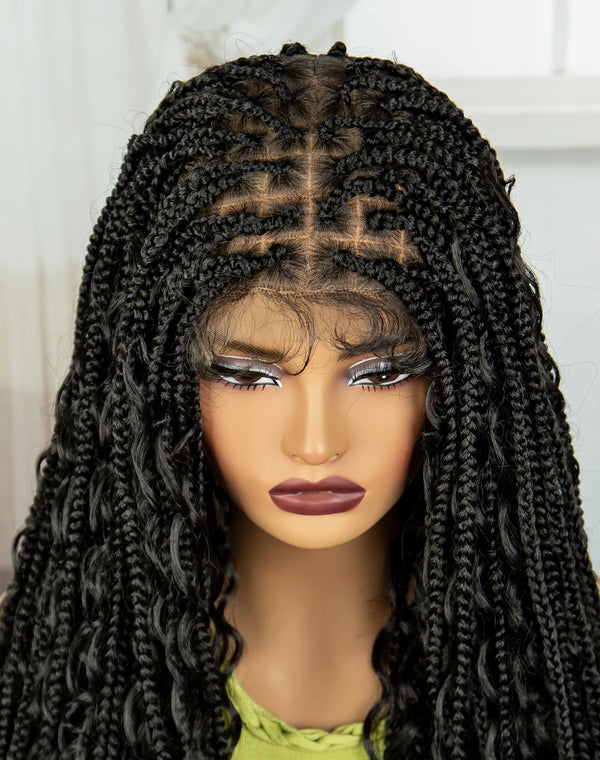 Synthetic Full Lace Wig with Curly Ends & Baby Hair for Black Women