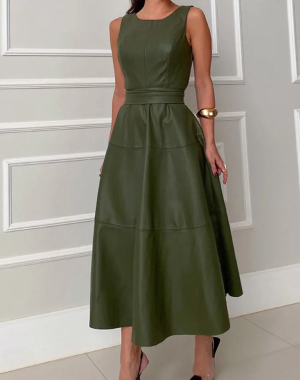 Spring Summer O-Neck Lace-Up Party Dress for Women