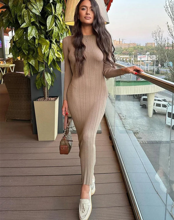 High Waist, Long Sleeve, Slim Fit Party Dress for Women