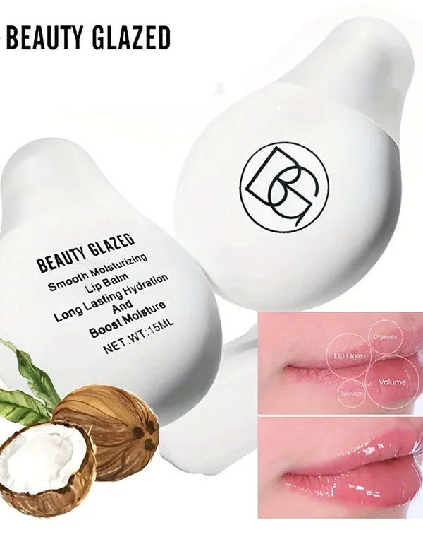 BEAUTY GLAZED Nourishing Lip Balm with Plant Squalane and Amino Acids, Natural Oil-Based, Long-Lasting Moisture Plant Squalane