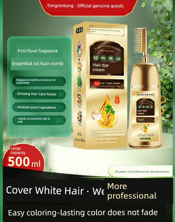 Tongrentang Natural Plant Black Hair Dye Cream – Comb-In Formula for Gray Coverage & Lasting Shine