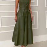 Spring Summer O-Neck Lace-Up Party Dress for Women