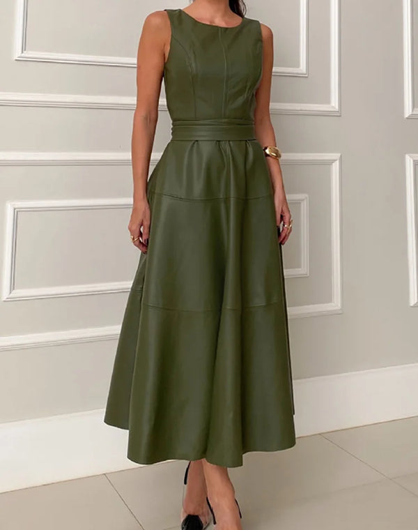Spring Summer O-Neck Lace-Up Party Dress for Women