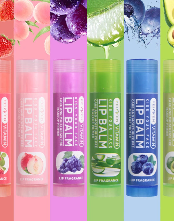 DNM Multi Fruit Flavors Moisturizing Hydrating Base Lip Balm Set Makeup Lip Care Daily Care Balm for Women and Men 6Pcs Set