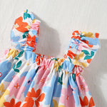 Two-Piece Summer Two-Piece Set For Girls Halter Top + Shorts Colorful Floral Print Casual Girls Set (Girls 0-2 Years Old)