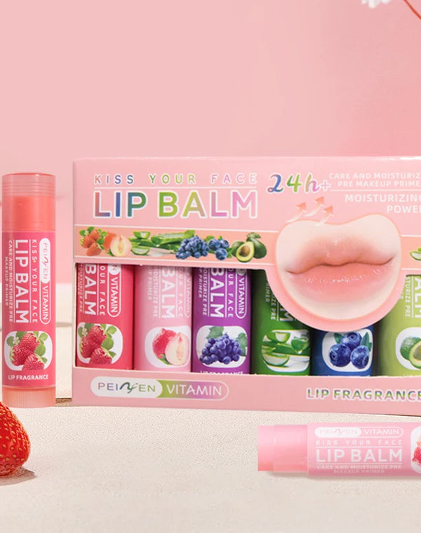DNM Multi Fruit Flavors Moisturizing Hydrating Base Lip Balm Set Makeup Lip Care Daily Care Balm for Women and Men 6Pcs Set