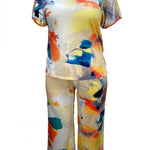 2 Piece Women Sets 2024 New Arrival Plus Size Summer Matching Sets Print Two Pieces Sets Top Pants Suits Outfits Clothing
