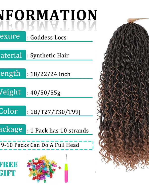 Goddess Locs Crochet Hair Curly Ends Synthetic Faux Locs Braids