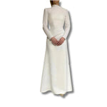 Elegant Long Sleeve Pleated Floor-Length Evening Gown for Women